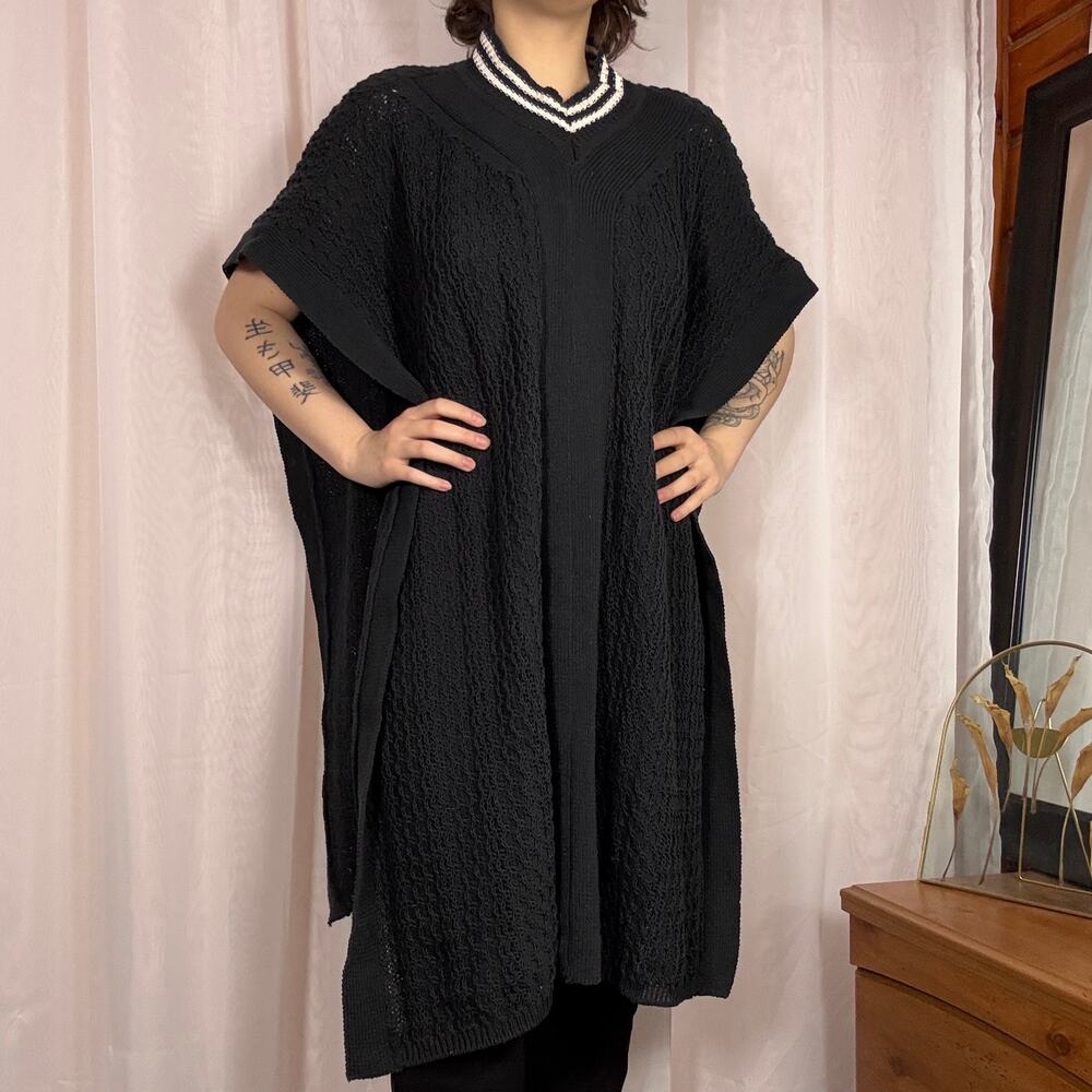 GAUCHO Buenos Aires Gallo Black Knit Poncho Cape Sweater NWT One Size Luxury